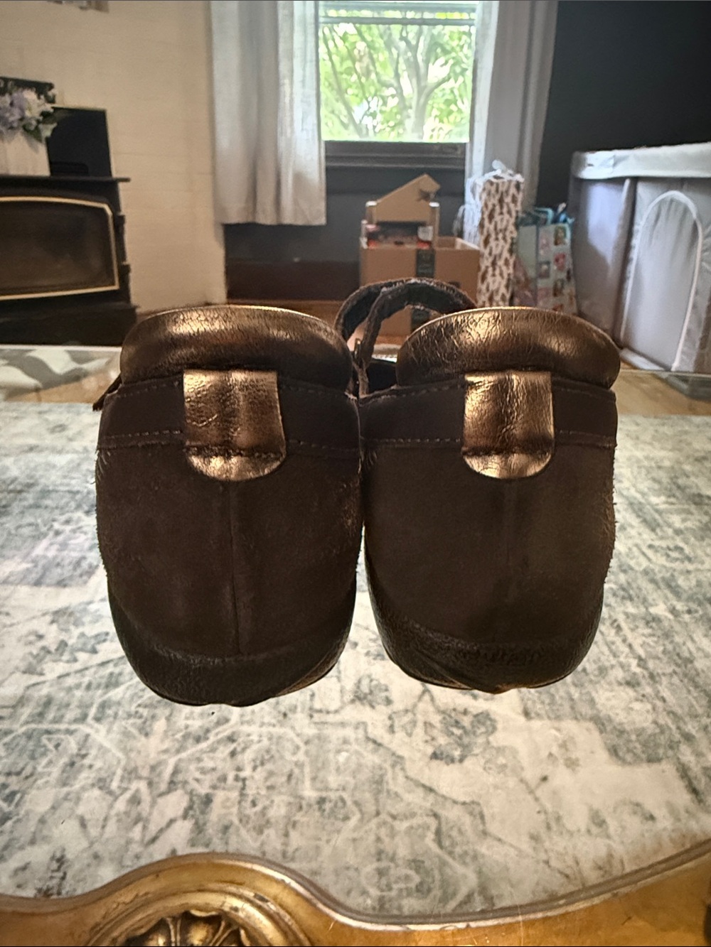 Naot Kirei Brown Suede Bronze Leather Mary Jane Flats with Strap Size 38 L7 - Picture 5 of 8